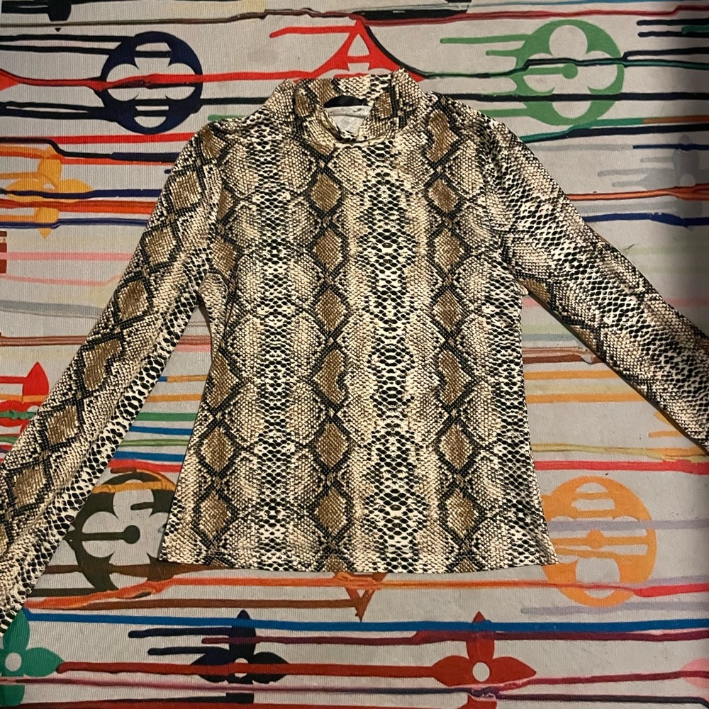 Snakeskin Print Mock Neck shirt
